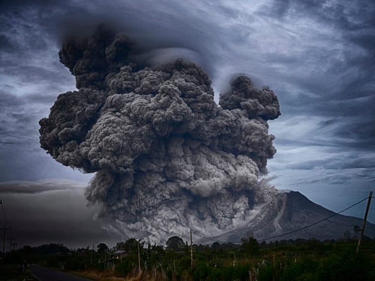 Erupting volcano